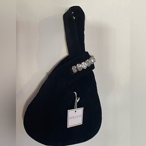 Elegant Shiraleah Black Velvet Bag with Lg Rhinestones NWT one missing stone